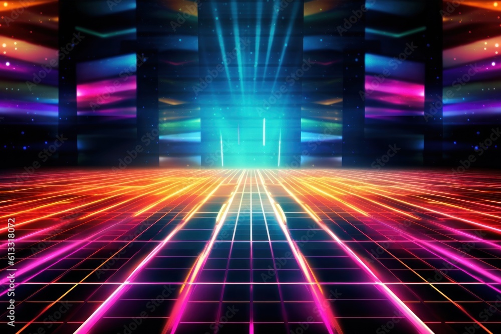 Disco Night Club Neon Background. Illustration AI Generative. Disco Night Club Neon Background. Illustration AI Generative.
