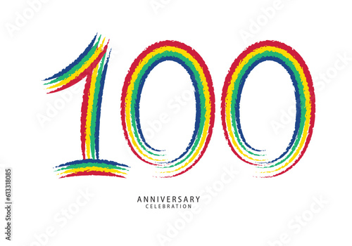 100 years anniversary celebration logotype colorful line vector, 100th birthday logo, 100 number design, anniversary template, anniversary vector design elements for invitation card, poster, flyer.