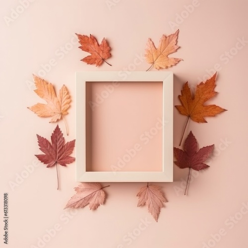 Autumn Background with Falling Leaves in Pastel Colors. Illustration AI Generative