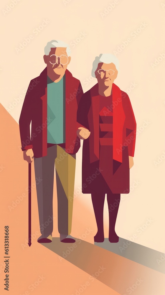 illustration of happy senior couple in glasses smiling and hugging illustration of happy senior couple in glasses smiling and hugging