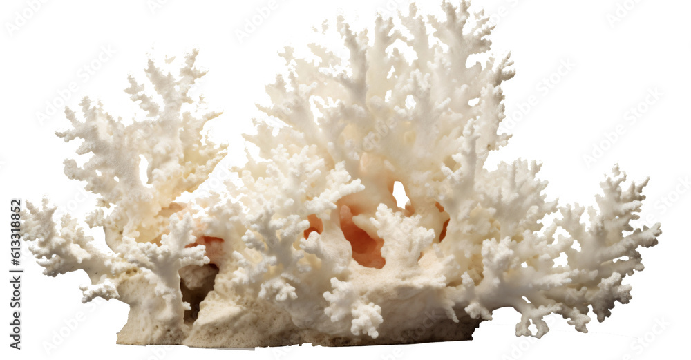 sea coral, coral reef on the transparent background PNG. Top view. AI generative.
