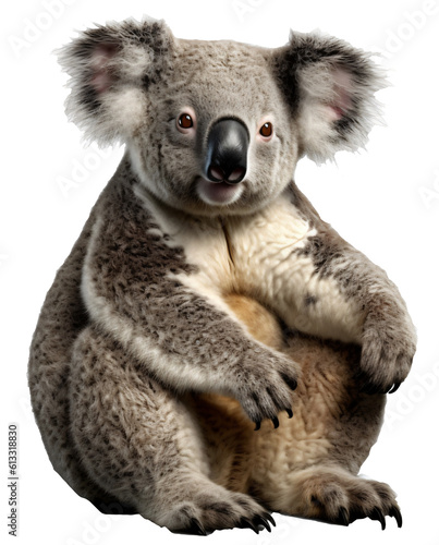 Koala on the transparent background PNG. AI generative.