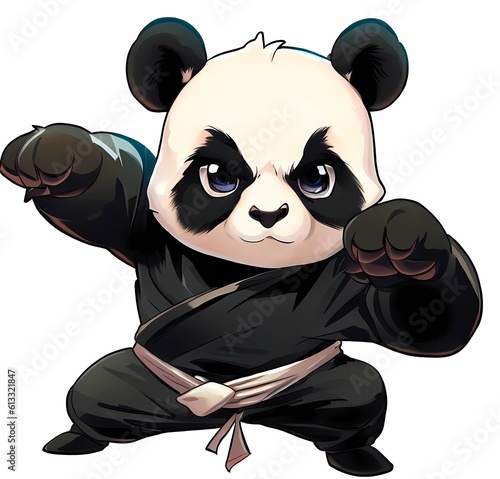 Panda kung fu master on white background. Vector illustration. generate by ai .
