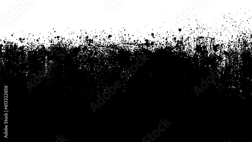 Black and white dirty grunge texture with copy space. Dusty and rough dirty paint wall background with much copy space. Ink spray splatter. Grunge effect concept.