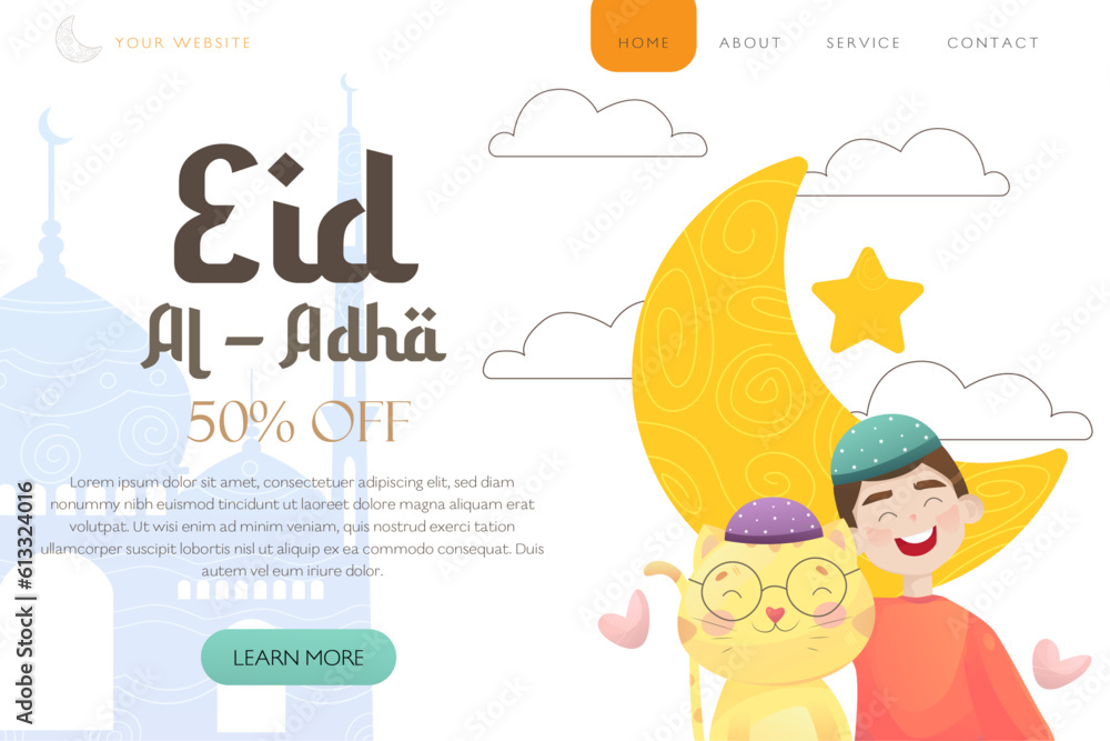 Fototapeta premium Eid Al adhaa mubarak illustration