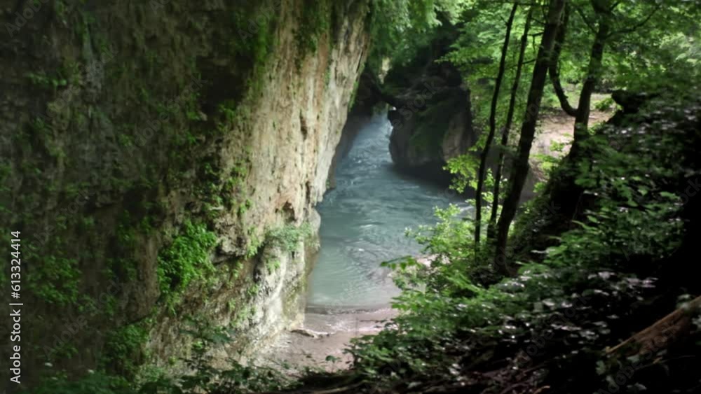 Mountain river flowing in a canyon in springtime Mountain river flowing in a canyon in springtime