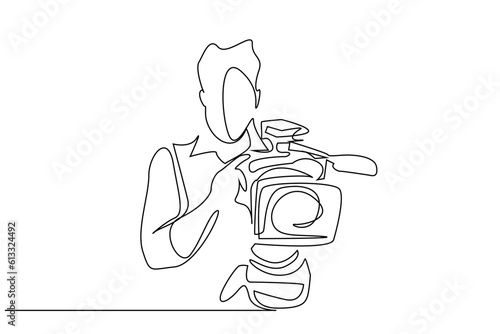 professional cameraman filming tv television movie lifestyle line art