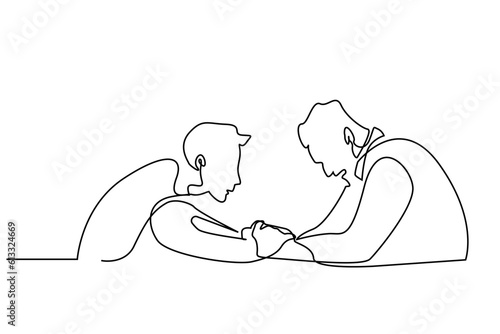 unhappy crying human support helping two people line art