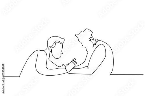 two men talking serious accuse unhappy angry line art