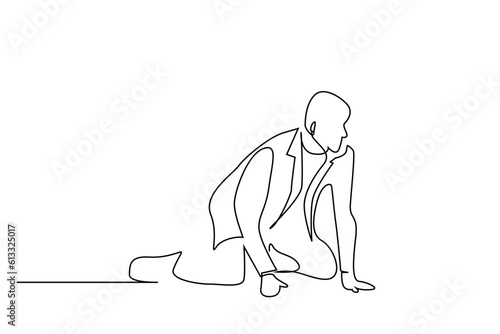 businessman crawling on the floor hoping begging shocked line art