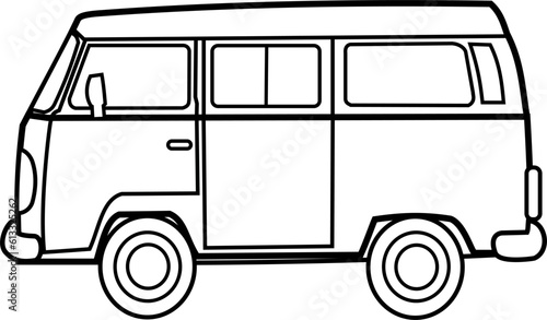 Van line art coloring page for kids.