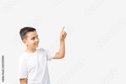 portrait of boy shows blank space