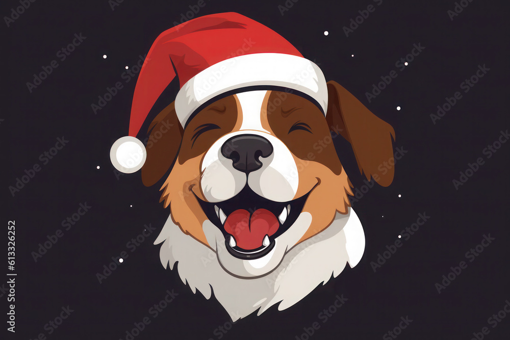 Illustration of Christmas Dog in Santa Claus hat, AI generative Illustration of Christmas Dog in Santa Claus hat, AI generative