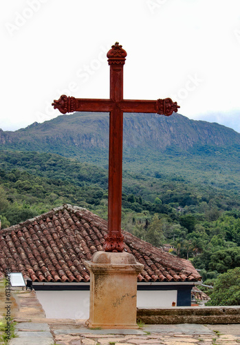 Crucifix in the historic city of Tiradentes, in the state of Minas Gerais, Brazil.