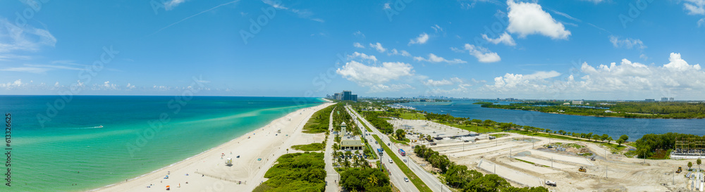 Aerial drone photo Miami Beach Haulover Park Atlantic Ocean