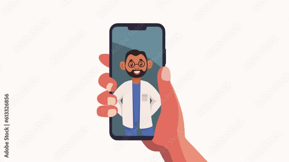 male doctor in smartphone character animation male doctor in smartphone character animation