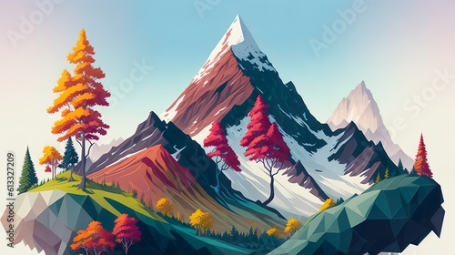 Illustration of a mountain range. Created with generative AI