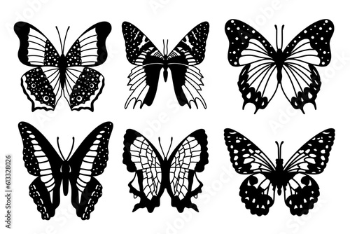 butterfly silhouette, group of butterflies, black and white, wildlife © Alexandru