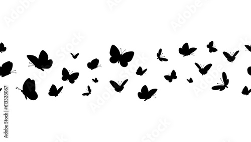 butterfly silhouette, group of butterflies, black and white, wildlife