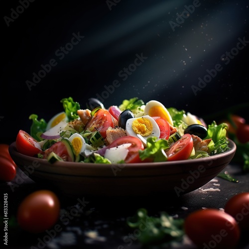 Realistic photo of Salad. Close-Up Food Photography