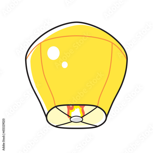 Yellow sky lantern isolated vector illustration