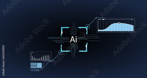 Chat with AI, Artificial Intelligence. using command prompt for generates something, Futuristic technology transformation.