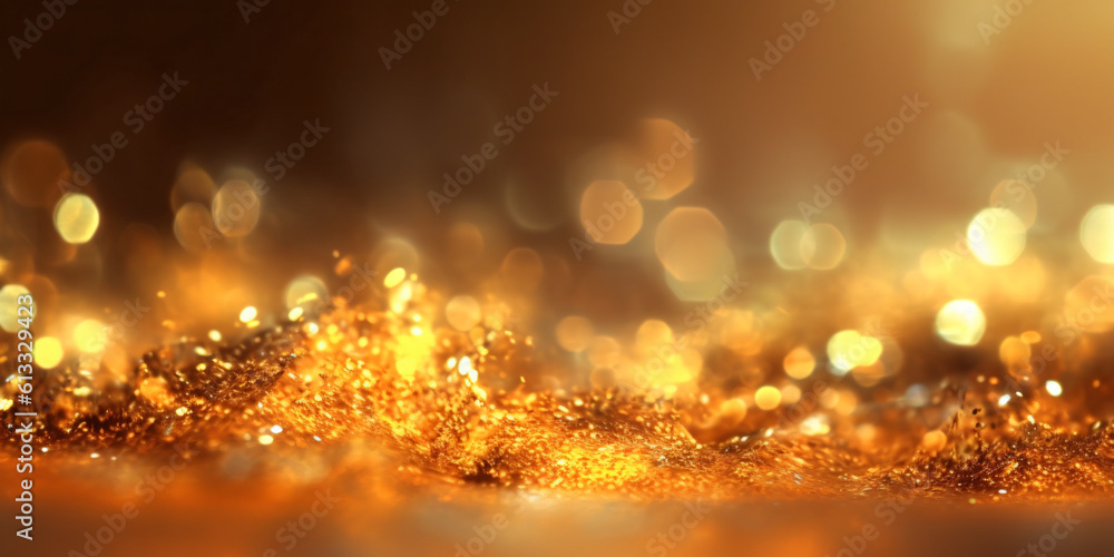 background made of golden glitter in  saturated color