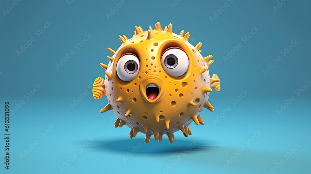 Fototapeta premium 3d cute pufferfish illustration