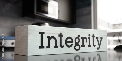Cuadro en lienzo Integrity - word on wooden block - 3D illustration