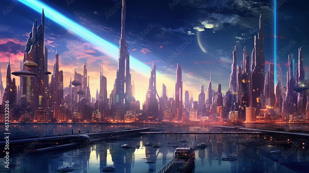 Obraz premium Futuristic organized clean city landscape