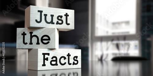 Canvastavla Just the facts - words on wooden blocks - 3D illustration