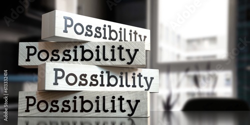 Canvas-taulu Possibility - words on wooden blocks - 3D illustration