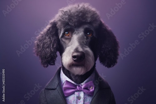 Anthropomorphic dog poodle dressed in a suit like a businessman. business concept. AI generated, human enhanced © top images