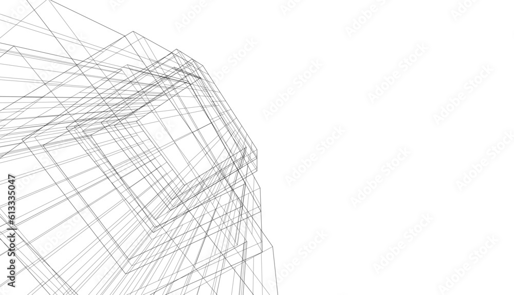 Fototapeta premium Modern building architecture 3d illustration