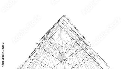 Modern building architecture 3d illustration