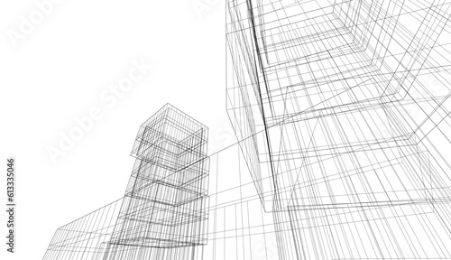 Modern building architecture 3d illustration