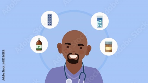 afro male doctor character animation