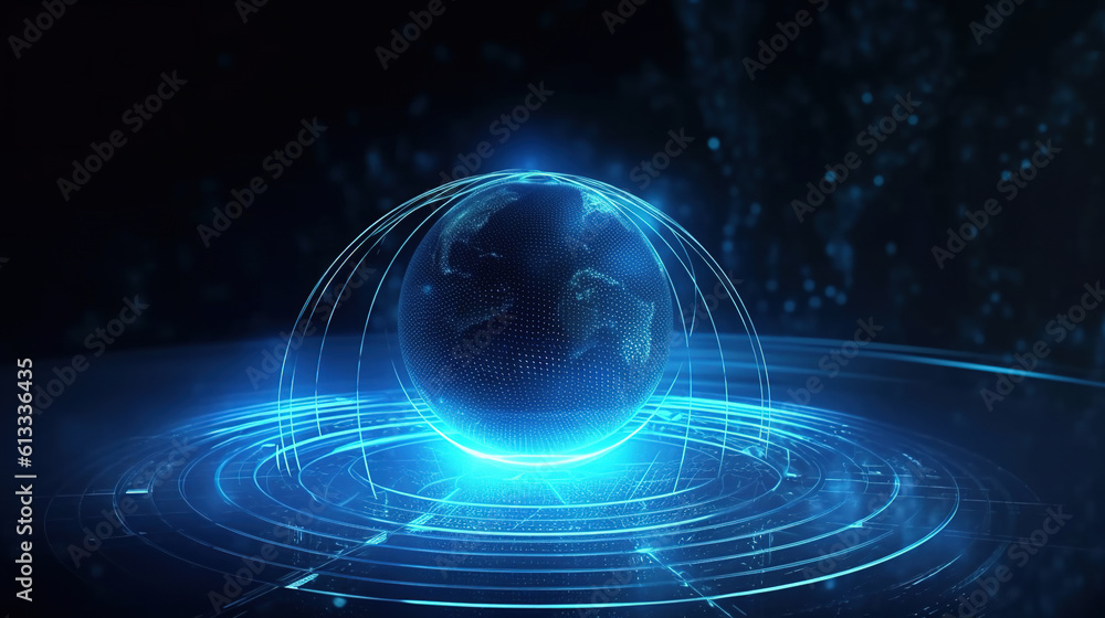 Technology data illustration with earth Technology data illustration with earth