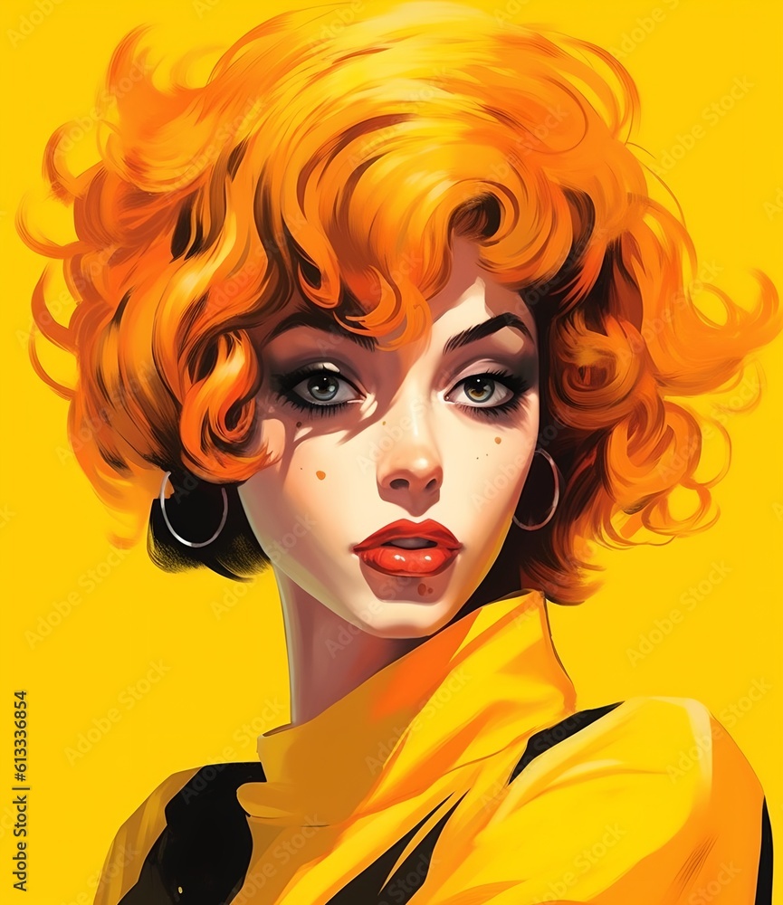 Cartoon woman in yellow, generative AI Cartoon woman in yellow, generative AI