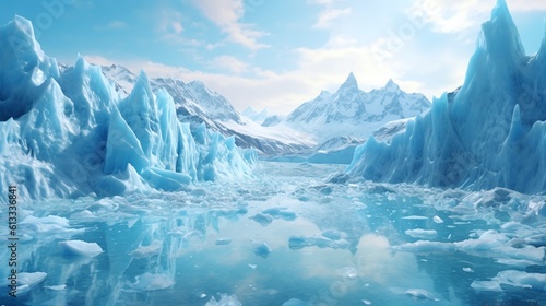 Antarctica : Melting of Ice Glaciers due to global warming. © LensLoreAI