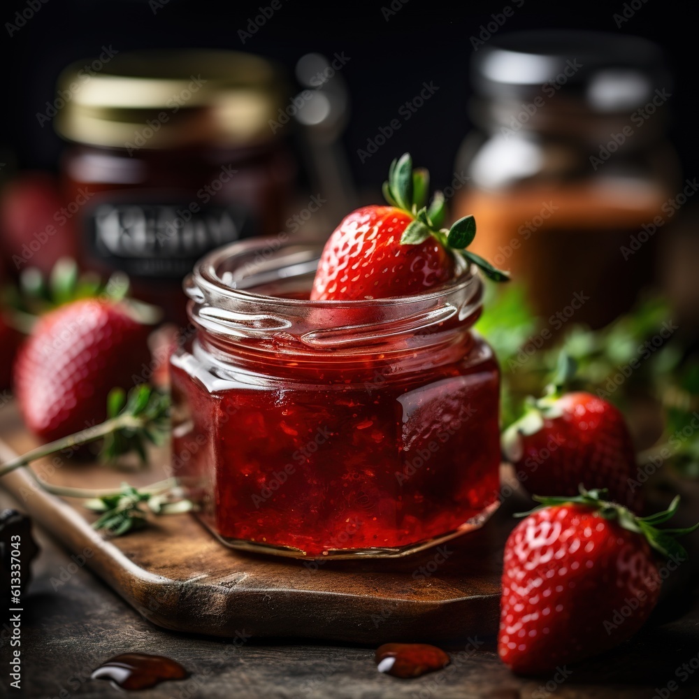 Realistic photo of Strawberry Jam. Close-Up Food Photography Realistic photo of Strawberry Jam. Close-Up Food Photography