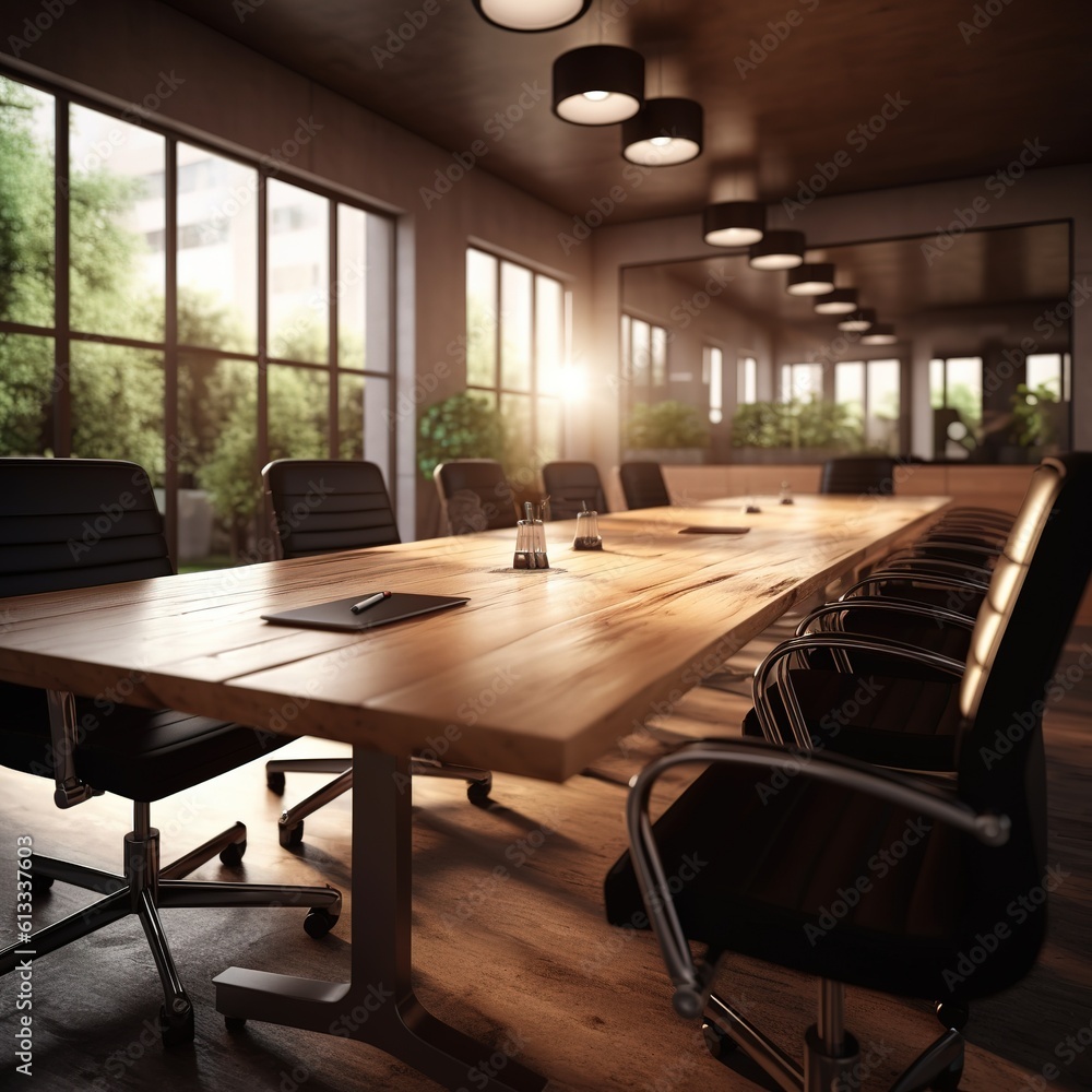 Realistic photo of a small and modern style Conference Room. with warm light condition. Realistic photo of a small and modern style Conference Room. with warm light condition.