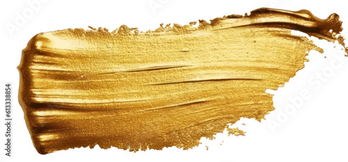 Fotografering Brush strokes of gold paint isolated. Generative AI.