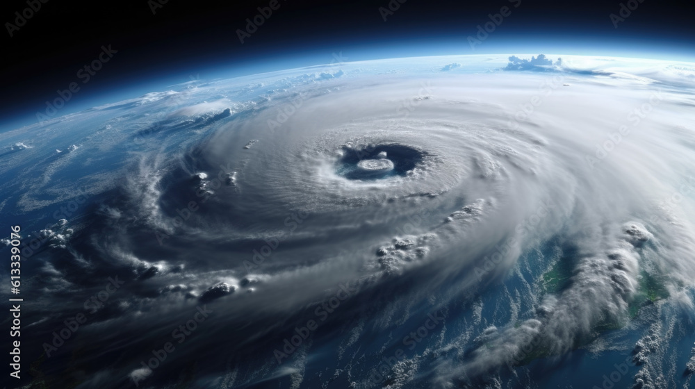 a super typhoon recorded by a satellite from space. climate change concept. Generative AI