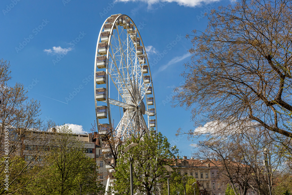 Ferris wheel Budapest Eye at Erzsebet Square in Budapest city, hungary, in early spring Ferris wheel Budapest Eye at Erzsebet Square in Budapest city, hungary, in early spring