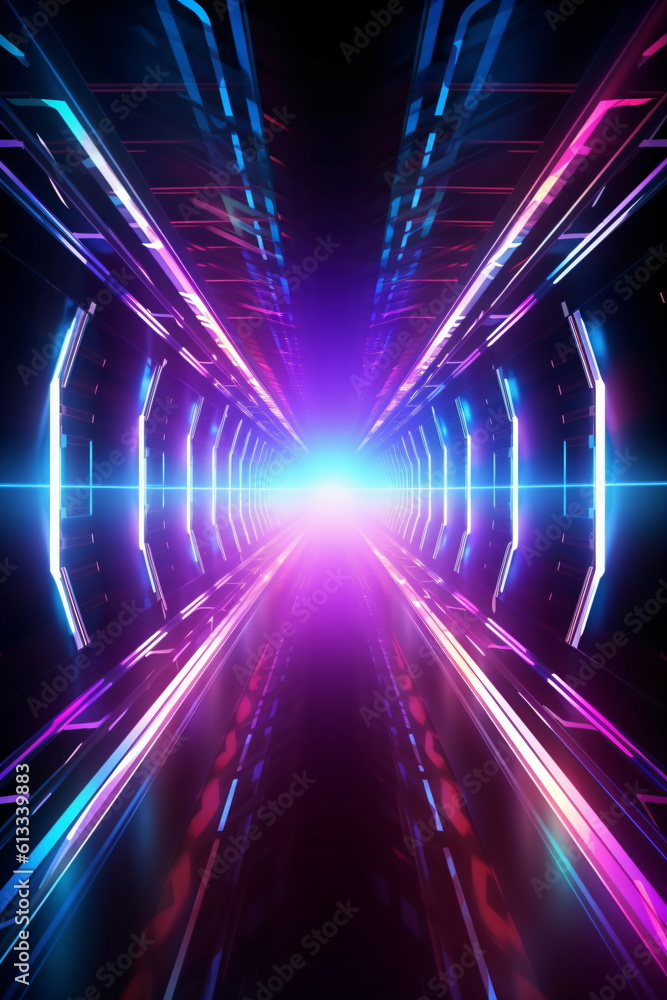Tunnel Neon Futuristischer Hintergrund – erstellt mit KI	