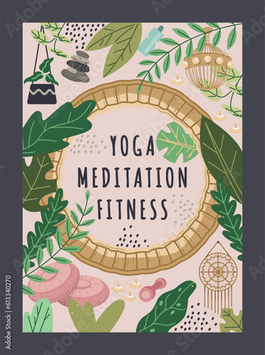 Fitness, yoga and meditation poster