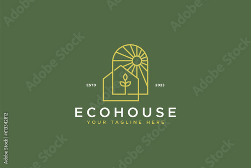 Eco House Natural Power Energy Plantation Fresh Environment Friendly Logo Concept