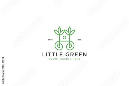 Greenery Seed Botanical House Plant Property and Residential Logo Concept
