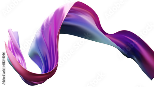 Blue pink silk fabric design element, 3d rendering blue pink cloth material flying in the wind. Waving satin cloth isolated on transparent PNG background